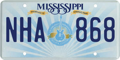 MS license plate NHA868