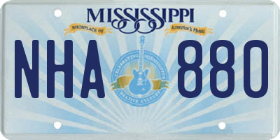 MS license plate NHA880