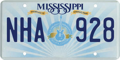 MS license plate NHA928