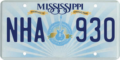 MS license plate NHA930