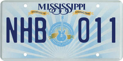 MS license plate NHB011