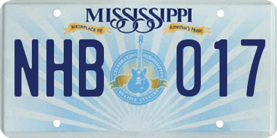 MS license plate NHB017