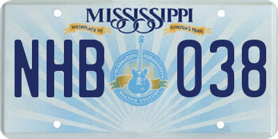 MS license plate NHB038