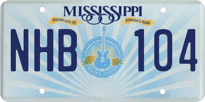 MS license plate NHB104