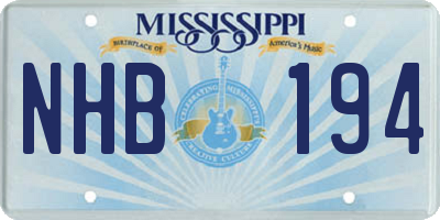 MS license plate NHB194