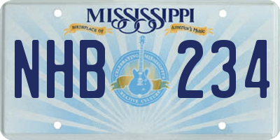 MS license plate NHB234