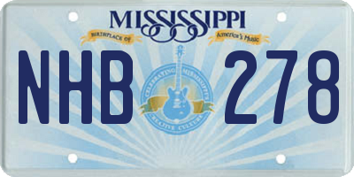 MS license plate NHB278