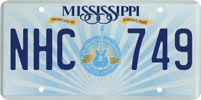 MS license plate NHC749