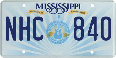 MS license plate NHC840