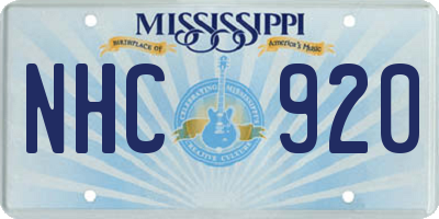 MS license plate NHC920