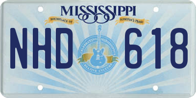 MS license plate NHD618