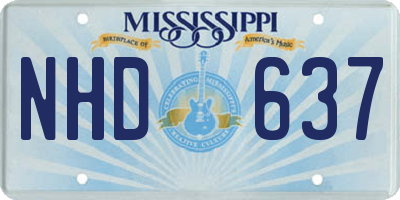 MS license plate NHD637