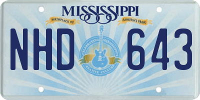 MS license plate NHD643