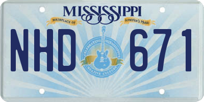MS license plate NHD671