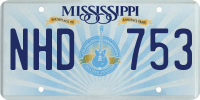 MS license plate NHD753