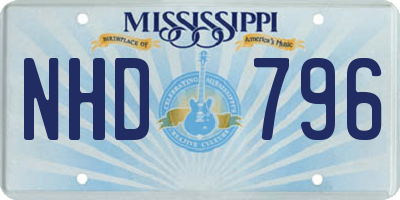 MS license plate NHD796