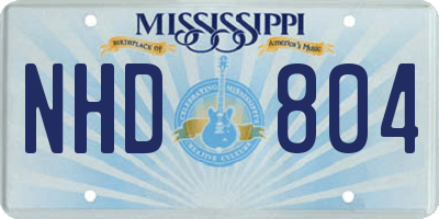 MS license plate NHD804