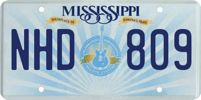 MS license plate NHD809