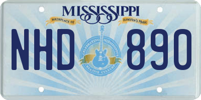 MS license plate NHD890