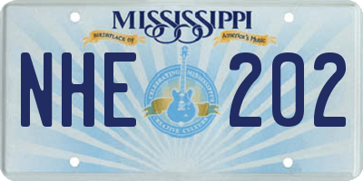 MS license plate NHE202