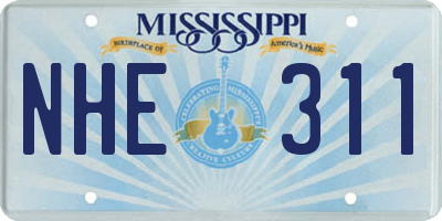 MS license plate NHE311