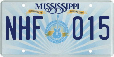MS license plate NHF015