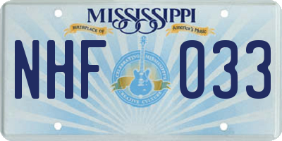 MS license plate NHF033