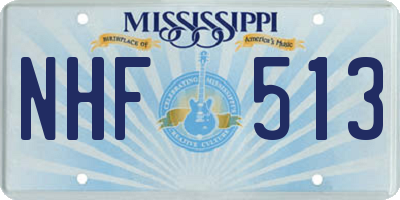 MS license plate NHF513