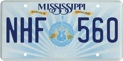 MS license plate NHF560