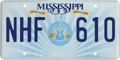 MS license plate NHF610