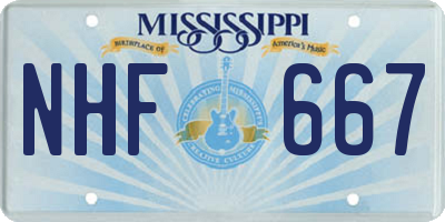 MS license plate NHF667