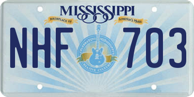 MS license plate NHF703