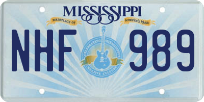 MS license plate NHF989