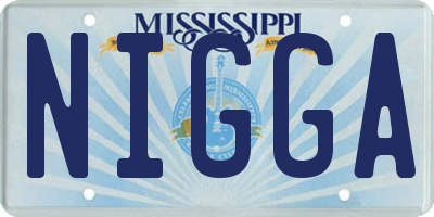 MS license plate NIGGA