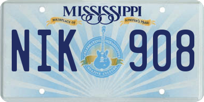 MS license plate NIK908
