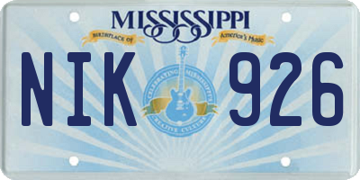 MS license plate NIK926