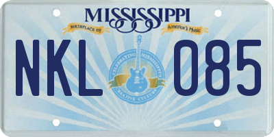 MS license plate NKL085