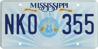 MS license plate NKO355