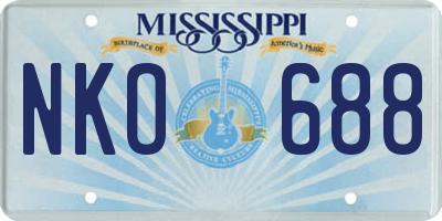 MS license plate NKO688