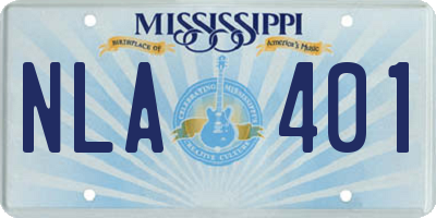 MS license plate NLA401