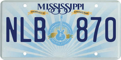 MS license plate NLB870