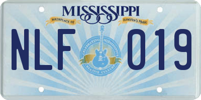 MS license plate NLF019