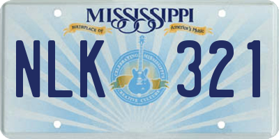 MS license plate NLK321