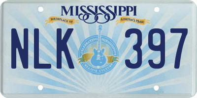 MS license plate NLK397