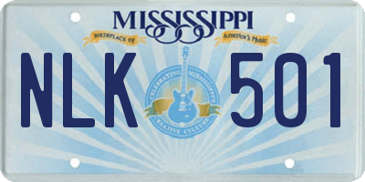 MS license plate NLK501