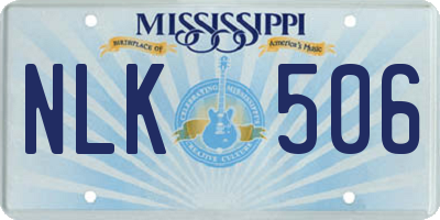 MS license plate NLK506