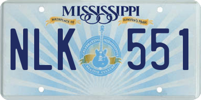 MS license plate NLK551
