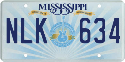 MS license plate NLK634