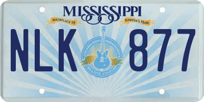 MS license plate NLK877
