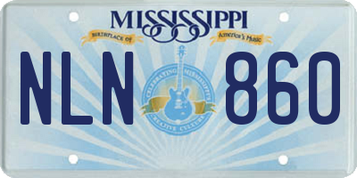 MS license plate NLN860